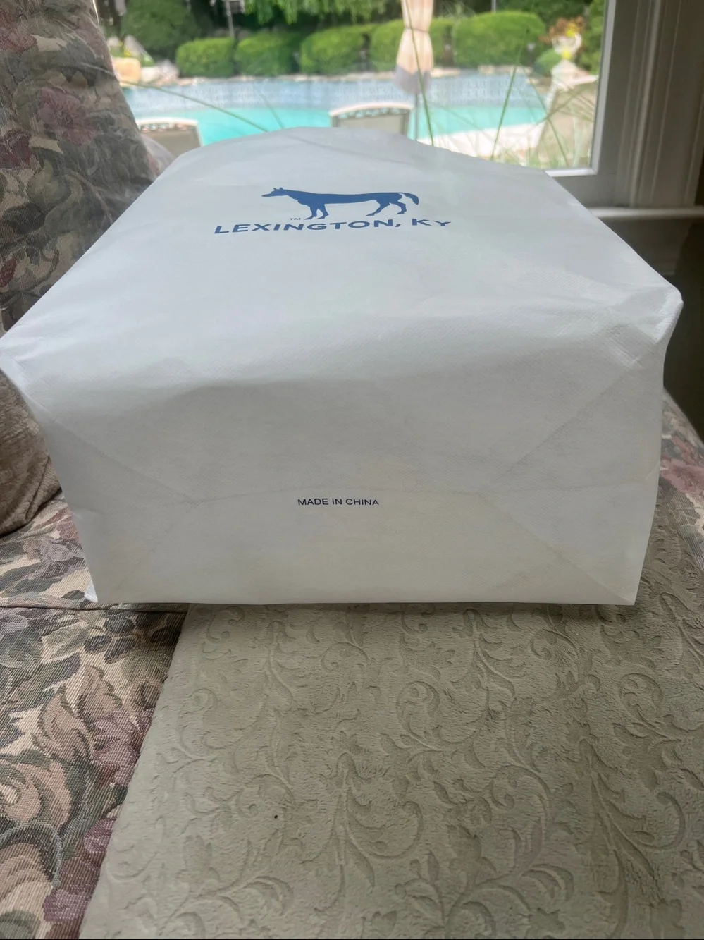 Lexington, KY Horse Logo Tote Bag - White with Navy Print
